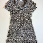 Calvin Klein  Women's Black White Abstract Print Short Sleeve Cowl Neck Dress Photo 0