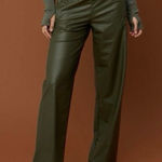 Aerie Offline Real Luxe Wide Leg Olive Green Vegan Leather Pants Medium Photo 0