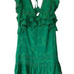 Tularosa A Line Above Green Eyelet Mini Ruffle Dress size small Photo 1