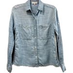Bella Dahl  WOMEN'S FRAY HEM‎ BUTTON DOWN Chambray Tencel SHIRT Boho Chic Size XS Photo 0