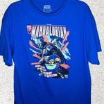 Star Wars Mandalorian and Grogu Bounty Hunter Blue  T-Shirt Photo 0
