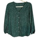 West Kei Women's Green Polka Dot Button Up Long Sleeve Blouse Top Size S Photo 1