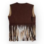 American Vintage Vintage 1970's Women’s Brown Cropped Western Fringe Vest with Cut-Out Design Photo 1