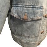 Lulus  Classically Cool Light Wash Denim Jacket M Puff Sleeve Light Wash Pockets Photo 1