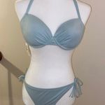 J.Crew  Lace up Side tie Lowrider Bikini blue with halter top 36C M bottom NEW Photo 0
