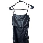 Lulus Black Faux Leather Spaghetti Straps Mini Ruched Dress Small Photo 1