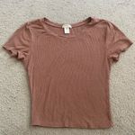 Bozzolo  Women's Brown Ribbed Short Sleeve Top Photo 0