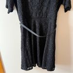 Charter Club  Black Lace Short Sleeve Dress Adjustable Belt Size 1X Knee Length Photo 7