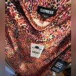 EXPRESS Printed Satin Cowl Neck Asymmetrical Hemi Maxi Slip Dress Size M Photo 3