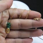 Pineapple Necklace Gold Green Pendant Dainty New Photo 4