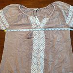 Solitaire  NWT Embroidered Long Sleeve Blouse Boho Tassel Tan Cream Size Large‎ Photo 5