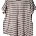 Madewell Ribbed Crew Neck Tee Womens Size XL Tan Oatmeal Striped Casual Preppy Photo 0