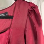 OnTwelfth Burgundy Belted Wide Leg Jumpsuit XL‎ Satin Puff Sleeve Formal Red Photo 7