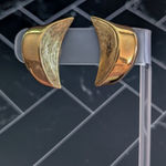 Vintage Clip On Earrings Large Gold Tone Statement Stylish Curved Design Photo 0