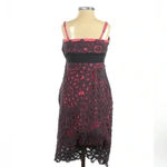 Anthropologie Floreat Sunrise and Midnight Gray Coral Pink Lace Overlay Dress 0 Photo 2