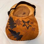 Bisou Bisou  Michele Bohbot genuine tan suede small shoulder purse with leaves Photo 2