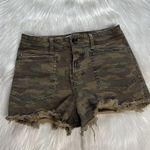 Free People Green Camo Denim Santa Cruz Shorts Photo 1