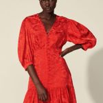 Sandro Azelie Silk-blend Red Satin-Jacquard Mini Dress Photo 14