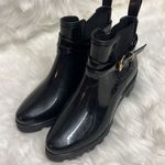 Black Shiny Ankle Rain Boots Size 10/41 B17B‎ Black Photo 3