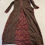 Brown & Red Bohmeian Floral Printed Beaded Maxi Dress Size Medium EUC Photo 0