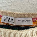 ZARA  Multicolor Knit Top Striped Off Shoulder Sz Small Cream Photo 4