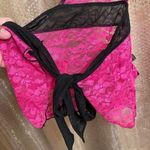 Hot Pink Black Lace Padded Push Up Tie Back Baby Doll Lingerie Med NWOT Photo 6