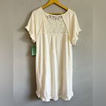NWT Bad Little Country Girl Cotton Linen Lace Shift Dress Size Large White Photo 2
