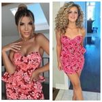 ZARA NWT  Rose Floral Jacquard Peplum Mini Dress Size Medium Rhinestone Strapless Photo 2