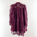 VICI  Rather Be Necktie Lace Long Sleeve Tunic Mini Dress Maroon Burgundy Small Photo 3