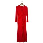 Mac Duggal  Long Sleeve Keyhole Draped Gown Red Sz 10 NWT Formal Maxi Dress 55708 Photo 2