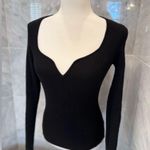 H&M black ribbed knit sweetheart neckline top/sweater, size small Photo 5