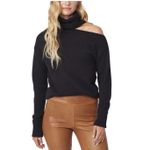 Paige  NWT Raundi S Black Wool Sweater Black Asymmetrical Cutout Turtleneck Knit Photo 9