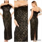 Mac Duggal  68140 Womens Black Embellished Feather Strapless Column Dress Photo 2