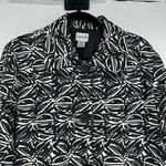 Chico's  Women's Linen Blend Lined Button-Down Long Blazer Black White Large‎ Photo 3