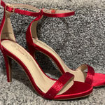 Dream Paris Dream Pairs Red Satin Stilettos With Rhinestone Detailing Photo 0