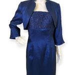 Elegant Sean Couture Beaded Spaghetti Strap Bolero Jacket with Dress Blue Size 8 Photo 5