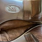 Söfft Brown Suede Leather Embroidered Heeled Mules Size 6.5M Photo 3