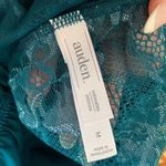 NWT Auden Teal Square Neck Floral Satin Bodysuit Size M Photo 8