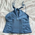 Free People  Blue Swan Song Ruched Cami Tank Top NWOT Womens Small S Photo 5