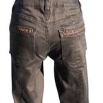 Cache Embellished Jean Pant Cargo Denim Zipper Leg Rhinestone Dark Gray $128 NWT Photo 1