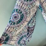 C Est 1947 Women's Blue White Cold Shoulder Kimono Tassel XL Dress Cover Up Photo 4