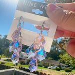 Nine West  transparent crystal drops silver tone earring 925 sterling silver post Photo 0