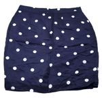 Banana Republic Polka Dot Pencil Skirt Size 6P Petite Navy Blue Linen Blend Photo 1
