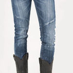 Tin Haul  Womens Trixie western Pieced Back Deco Blue Cotton Blend Jeans Sz 26 S Photo 0