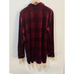 John Mark  Shirt Women‎ Red Plaid Shimmer Soft Fuzzy Velvet Velour Lux Size Large Photo 2