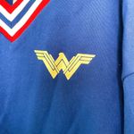 DC Comics  Wonder Woman Blue Striped V Neck Retro Pullover Sweater Size XS Photo 3