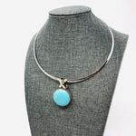 Sterling Silver torque necklace with  turquoise pendant Photo 4