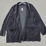 Talbots New Velour Velvet 3Xp Black Cardigan Open Front Whimsigoth Coat Jacket Photo 0