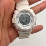 Women’s White Digital Sports Watch WR St. Steel 35mm Working New Battery Photo 3