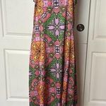 NWT NUVULA SATIN EXOTIC FLORAL ORANGE PRINT MAXI CAMI SLIP DRESS Pink Size M Photo 0